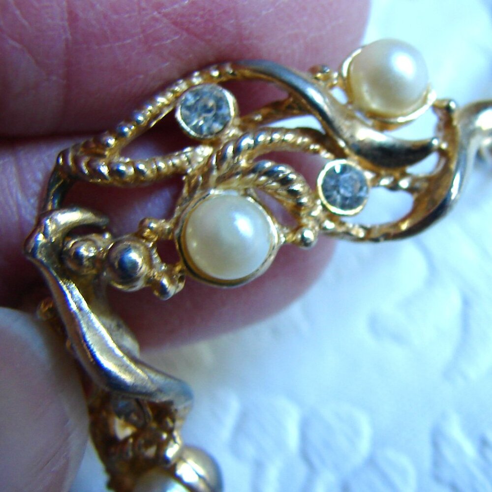 Vtg 1950-60s Rhinestone/Pearl Choker NECKLACE Lot for Repair or Upcycle E74 - Picture 15 of 16